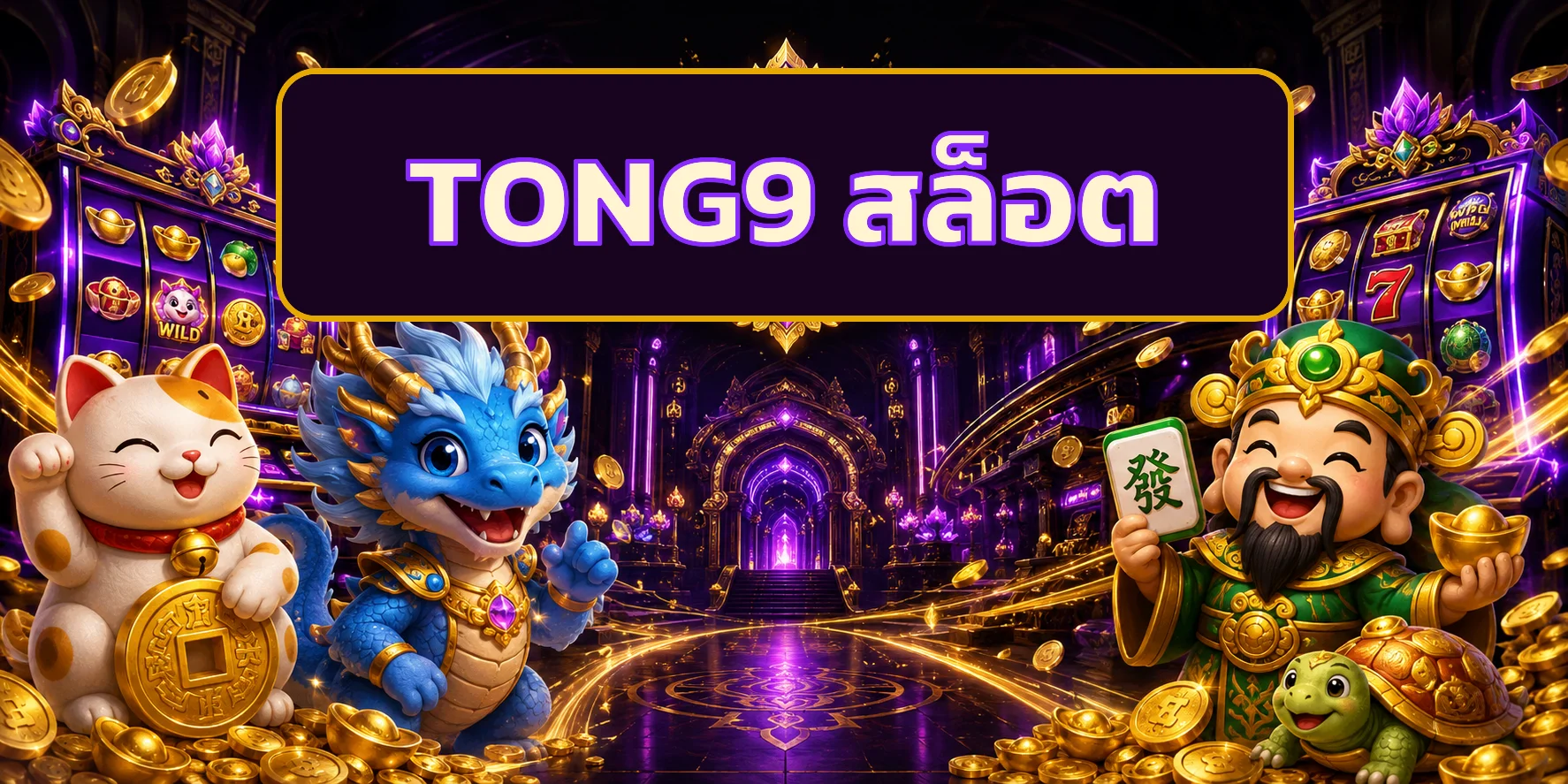 ตัวละครแฟนตาซีและเกมสล็อตโทนม่วงทองในหน้า TONG9 สล็อต